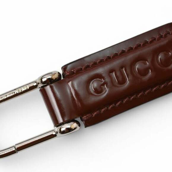 Gucci Key Ring Keychain GUCCI 042 1569 Silver Brown Unused